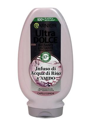 Бальзам для волосся garnier ultra dolce розгладжувальний рисова вода та крохмаль infuso di acqua di riso e amido 200 мл