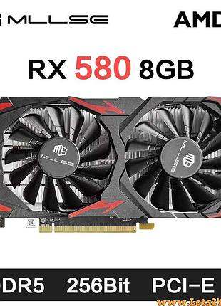 Видеокарта radeon rx 580 8 гб gddr5 hdmi displayport игровая для игр стрима монтажа рендеринга фотошопа вр 2к фулл хд монитора пк