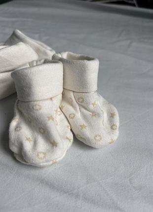Нові трикотажні пінетки-носочки baby club для немовляти (2 пари). 100% бавовна