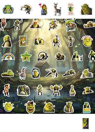 Стікери шрек shrek стікерпак наклейки набір наклейок 62 шт shrek067