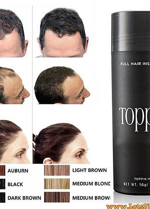Загуститель для волос toppik hair fibers кератиновая пудра для объема кератиновый камуфляж лысины