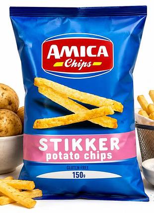 Чіпси amica chips картопляні палички stikker potato chips, 150 г