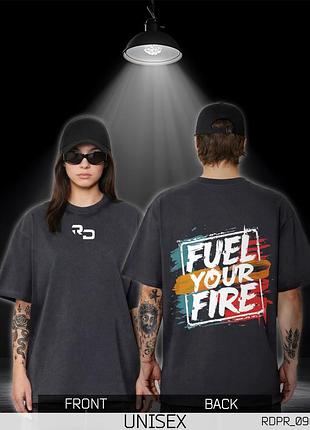 Оверсайз футболка унісекс fuel your fire сіра графіт rdpr_096