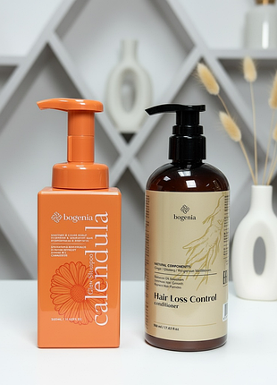 Набір bogenia: пінний шампунь calendula glow + кондиціонер hair loss control