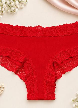 Жіночі трусики victoria's secret pink wink™ lace-trim cheeky червоні