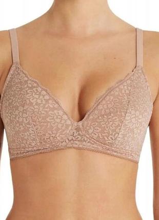 Бежевый кружевной бюстгальтер tezenis (размеры 75c–90c) два вида цвета.
