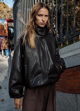 Куртка курточка бомбер жіноча шкіряна zara  куртка демісезонна коричнева