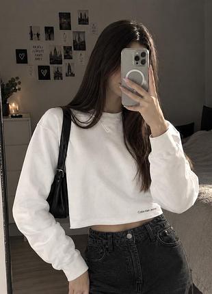 Жіночий білий світшот джемпер calvin klein