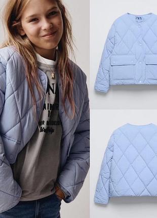 Новинка! мега стильна стьобана куртка-бомбер zara на дівчинку.