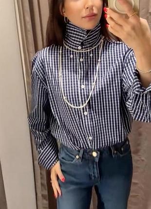 Трендова синя сорочка у клітинку прямого крою zara 
⚡⚡⚡⚡⚡⚡⚡⚡⚡⚡⚡⚡⚡