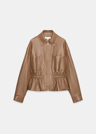 Куртка жіноча коричнева штучна шкіра zara new