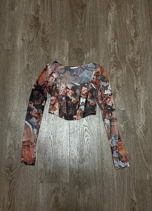 Укорочена кофтинка з довгими рукавами stradivarius