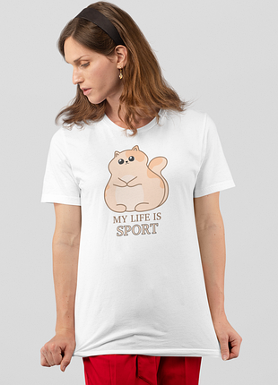 Футболка женская с принтом "my life is sport" белая