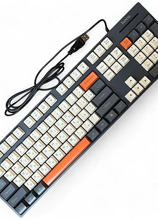 Клавіатура hoco gm61 дротова мембранна phantom (3-color 104 клавіші), usb, (ukrainian version), сіро-біла з помаранчевим