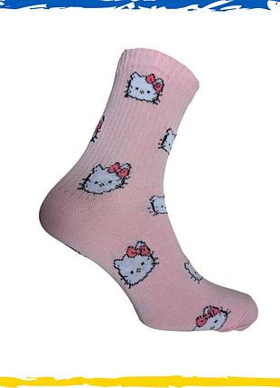 Носки женские принт hello kitty хэллоуин китти светло-розовые. носки с приколами. шкарпетки принт 36-40