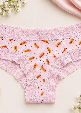 Женские трусики victoria’s secret pink winktm lace-trim cheeky расовые l