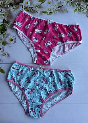 Трусики сліпи на дівчинку hello kitty/єдинороги (набір 2 шт.) primark р.146 (10-11 років)