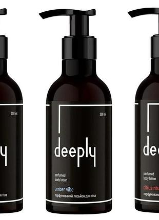 Подарочный набор парфюмированных лосьонов для тела deeply amber vibe citrus ritual sakura blossom 3 по 300 мл