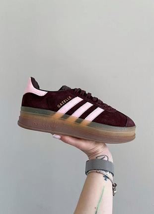 Adidas gazelle bold platform brown pink
