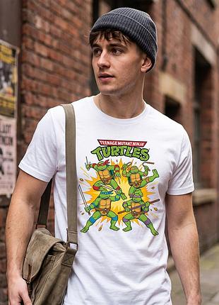 Унисекс футболка с принтом "teenage mutant ninja turtles" белая draughtsman