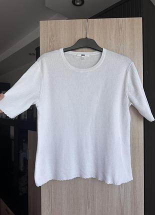 Трикотажна футболка в рубчик джемпер uniqlo