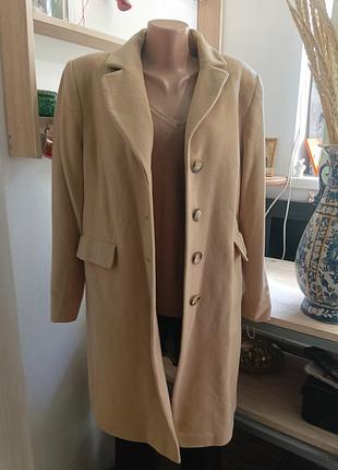 Шерстяное с кашемиром демисезонное пальто adagio, size 42