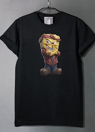Унисекс футболка с принтом "губка боб гангстер / spongebob swag" черная draughtsman