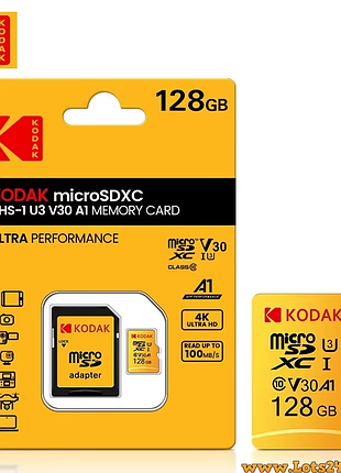 Карта памяти kodak micro sd xc kodak 128 гб u3 v30 a1 class 10 карточка памяти кодак 128 gb микро сд microsdxc 4k