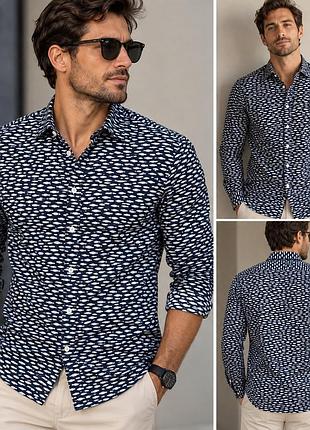 Чоловіча сорочка scotch & soda amsterdam couture з принтом «рибки», бавовна 97% розмір m