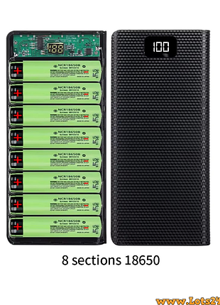 Корпус кейс для павербанку 8x18650 павербанк power bank зі швидкою зарядкою та дисплеєм для складання зарядних пристроїв повербанк