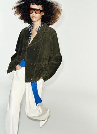 Куртка жіноча хакі шкіряна zara new