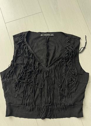 Топ zara з бахтромою бархатна тканина