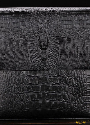 Мужская кожаная сумка polo alligator тиснение крокодил