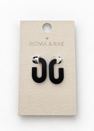 Сережки roma & rae чорні геометричні — якісна біжутерія