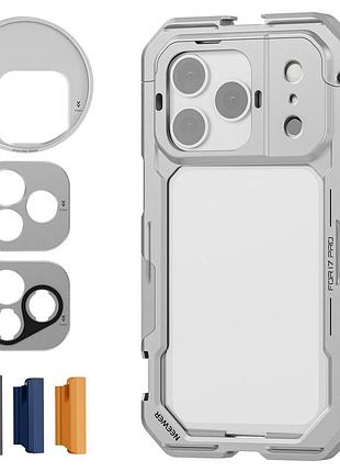 Клетка корпус для iphone 17 pro neewer pa143 silver с адаптером для фильтра 67мм, объектива 17мм и т-байонетом