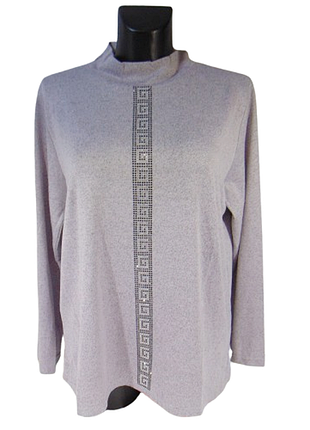 Женский джемпер с воротником стойкой 2xl-3xl сиреневый rbossi 1236