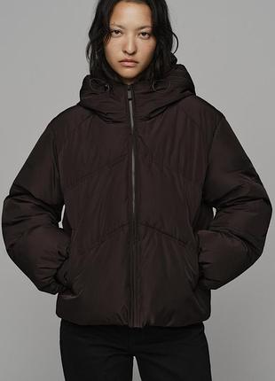 Коричневий стьобаний анорак zara new
