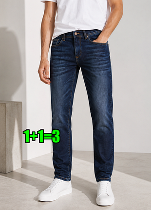 🤩1+1=3** фірмові сині чоловічі завужені джинси river island, розмір 46 - 48