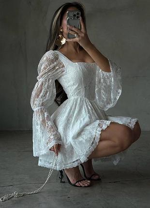 Платье мини гипюр 4