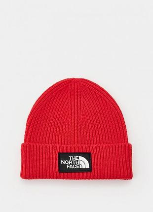 The north face logo box cuffed beanie шапка