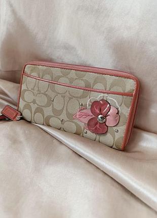 Гаманець-клатч coach daisy signature 3d floral long wallet / вінтаж🔥🔥🔥