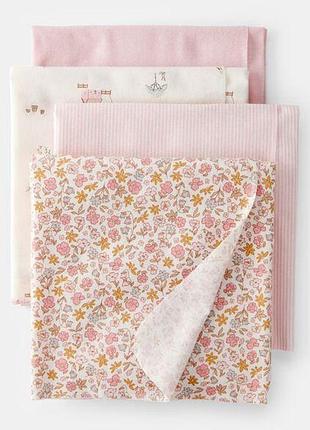 Carters набор комплект фланелевых пеленок из 4х шт картерс пеленка пеленки flowers