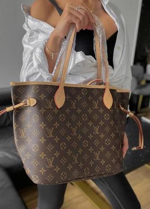 Сумка шопер lv neverfull брендова сумка