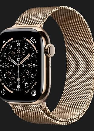 Смарт-годинник apple watch series 11 gps + cellular 46mm gold tit. case w. gold milanese loop
