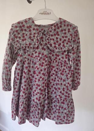 Хлопковое платье на девочку от zara 86-92