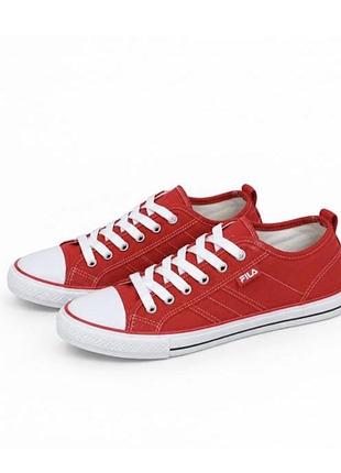 Fila кеди жіночі червоні текстильні білі шнурки кросівки casual