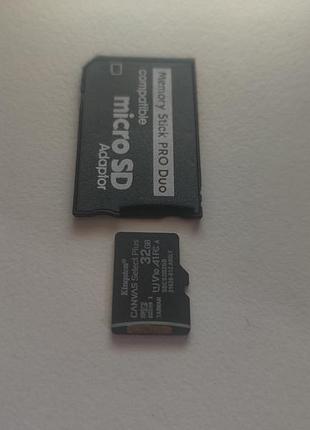 Картка пам'яті 32 gb + адаптер pro duo з іграми для прошитої psp