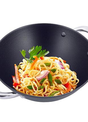 Казан чугунный wok с антипригарным покрытием и аксессуарами для индукции и газа 3.6 литра kamille km-4806mr