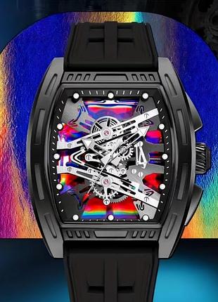 Годинник чорний skeleton richard style 2