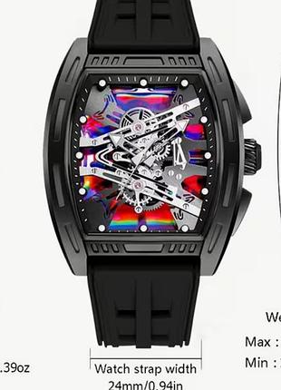 Годинник чорний skeleton richard style 3